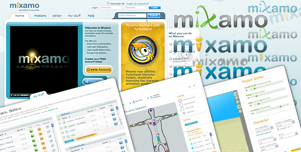 Mixamo Logo and User interface Design